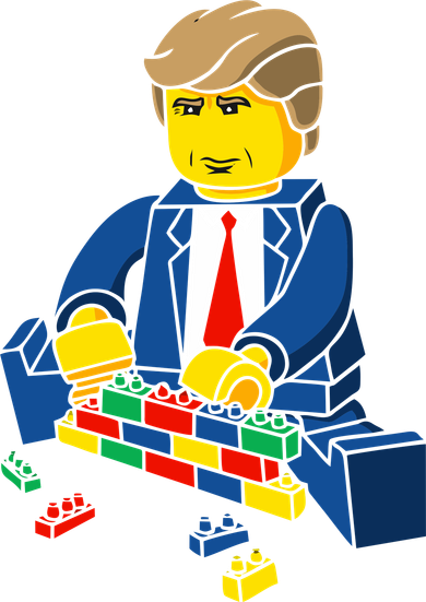 Donald Trump Building a Wall out of Toys Baby Bodysuit