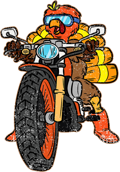 Turkey Riding Motorcycle Thanksgiving Day Cool Biker Rider Women's Long Sleeve Shirt