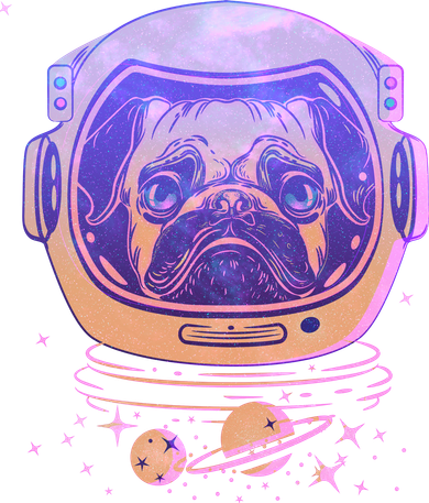 Trippy Space Colors Astronaut Pug Dog Kids Sweatshirt