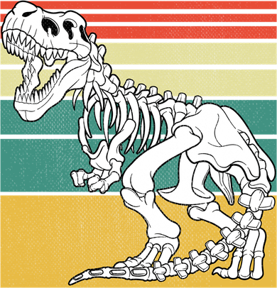 TRex Skeleton Dinosaur Retro Sunset Funny TRex Great Gift Kids Hoodie