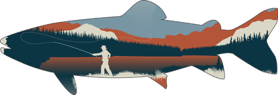 Trout Silhouette Fly Fishing Mountain Sunset Tank Top