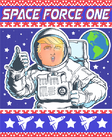 Trump Space Force One Ugly Christmas Kids Hoodie