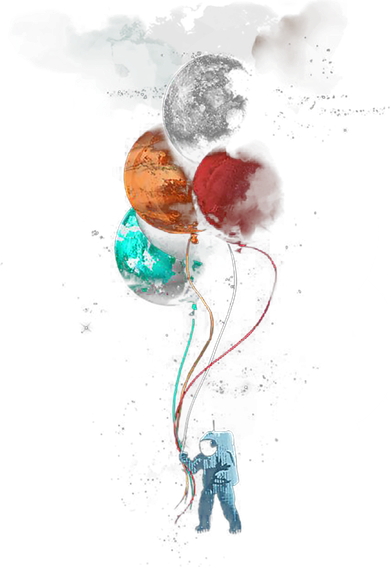 The Spaceman's Trip Astronaut Space Planets Balloons Tote Bag