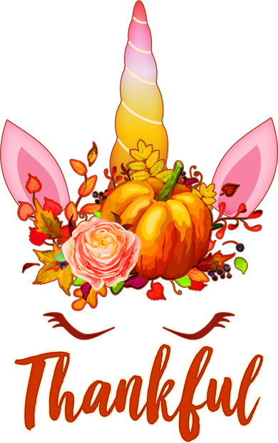 Thankful Unicorn Autumn Button