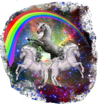 Three Unicorns Rainbow Golf Towel