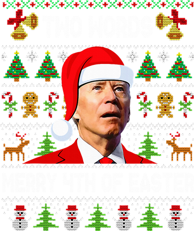 Two Words Merry 4th Of Easter Joe Biden Christmas Sweater Ornament