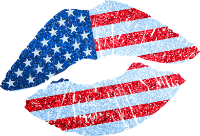 USA American Flag Sparkle Lip Makeup Kids Long Sleeve Shirt