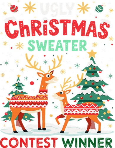 Ugly Christmas Sweater Reindeer Contest Winner Holiday T-Shirt