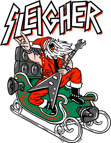 Ugly Christmas Sweater Sleigher Heavy Metal Santa Xmas Coaster