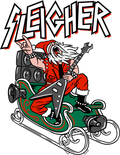 Ugly Christmas Sweater Sleigher Heavy Metal Santa Meaningful Gift Button