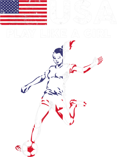 USA Play Like A Girl Soccer Football USA Flag TShirt Button
