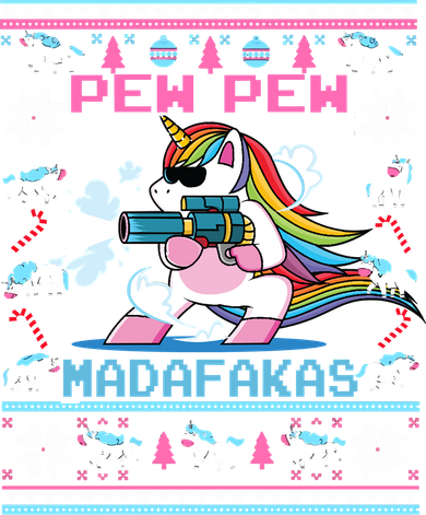 Unicorn Pew Pew Madafakas Ugly Christmas Sweater Baby Bodysuit