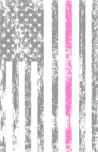 Retro Pink Thin Line Breast Cancer Awareness USA Flag Button