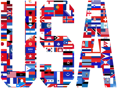 USA World Flags Pattern Women's T-Shirt