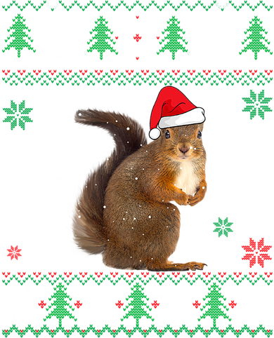 Ugly Sweater Christmas Squirrel Lover Santa Hat Animals Cute Gift Women's Long Sleeve Shirt