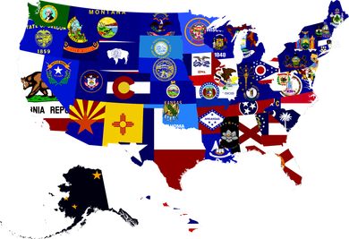 United States Map With Embeded Flags Women's T-Shirt