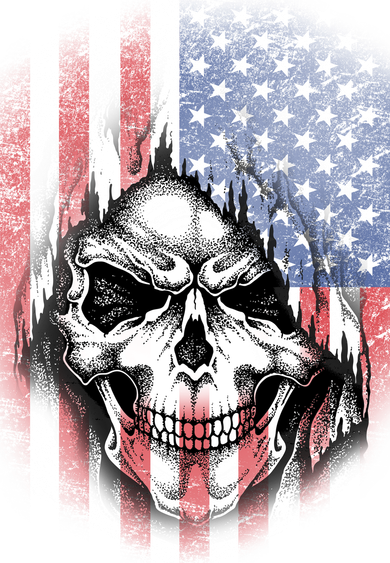 Cool American Flag Skull Graphic Women's Dry Zone Grid Polo