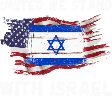 United We Stand With Israel Israeli American USA Flag Toddler Long Sleeve