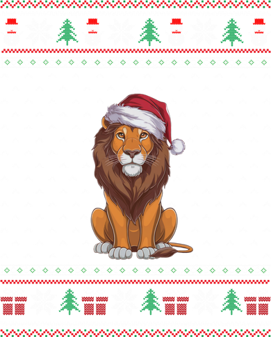 Ugly Xmas Lion Lovers Lion Wearing Santa Hat Toddler Hoodie