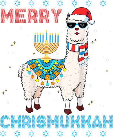 Ugly Xmas Sweater Merry Chrismukkah Cute Llama In Santa Hat Gift Women's Tank Top