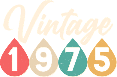 Vintage 1975 50th Birthday Retro Teardrop Design Bucket Hat