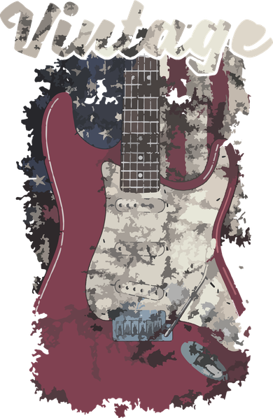 Vintage American Flag Guitar Player Guitarist Gift Ornament
