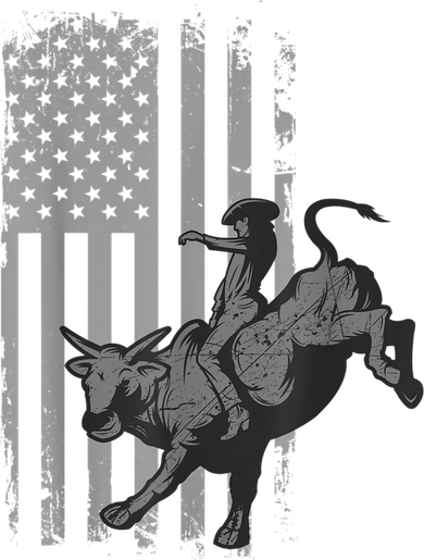 Vintage American Flag Bucking Bull Riding Patriotism Rodeo Long Sleeve Shirt