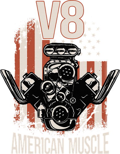 V8 American Muscle Car Usa Flag Engine V8 Polo