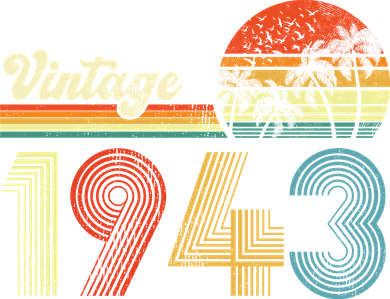 Vintage Birthday 1943 Retro Sunset Mom dad Gift 80th Birthday Doddie Hoodie