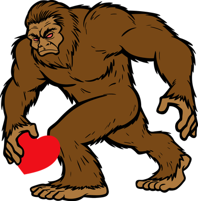 Valentines Day Bigfoot Heart Sasquatch Hooded Wearable Blanket