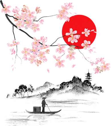 Vintage Cherry Blossom Sakura Japanese Art Sakura Toddler T-Shirt