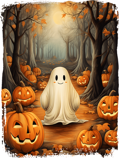 Vintage Cute Ghost Pumpkin Autumn Halloween Gothic Painting Coffee Mug