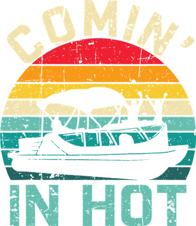 Vintage Comin In Hot Pontoon Boat Boating Dad Fathers Day Golf Towel