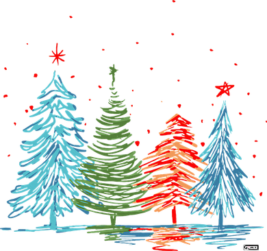 Vintage Christmas Trees Hand Drawing Christmas Trees Button