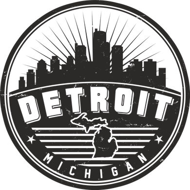 Vintage Detroit Michigan Skyline Emblem Coffee Mug