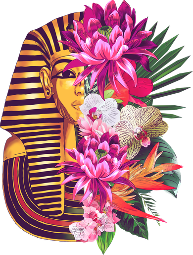 Vintage Exotic Flowers Floral Pharaoh Mask Backpack