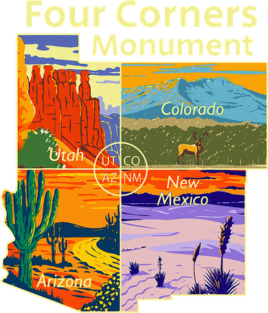 Vintage Four Corners Monument With Us National Parks Outdoor Women's Long Sleeve Shirt