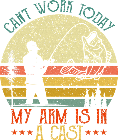 Vintage Funny Fishing Can't Work Today My Arm Is In A Cast Kids Sweatshirt