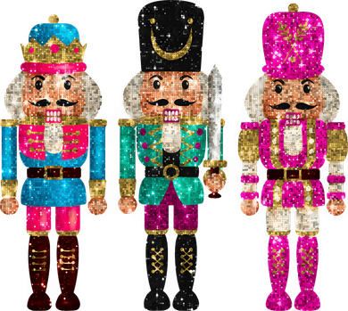 Vintage Funny Sequin Cheerful Nutcrackers Christmas Toddler Long Sleeve