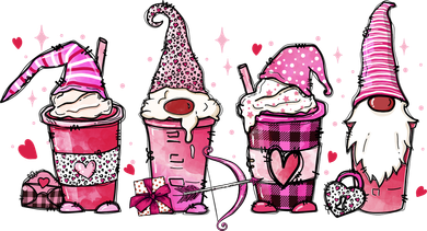 Valentine Gnomes Drink Coffee Latte Valentine Button