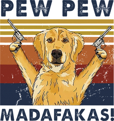 Vintage Golden Retriever Dog Pew Pew Madafakas Dogs Lovers Kids Sweatshirt