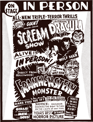 Vintage Horror Movie Monsters Wolfman Dracula Frankenstein Tote Bag