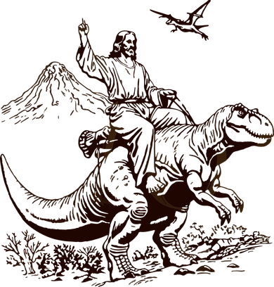 Vintage Jesus Riding Dinosaur 90s Kids T-Shirt