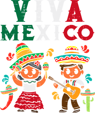 Viva Mexico Boy Girl Maracas Guitar Mexican Independence Kids Sweatshirt