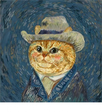 Vincent Meow Gogh Funny Starry Night Cat Van Gogh Cat Button