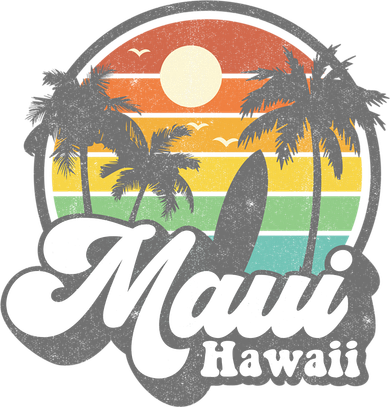 Vintage Maui Hawaii Hawaiian Beach Surfing Button