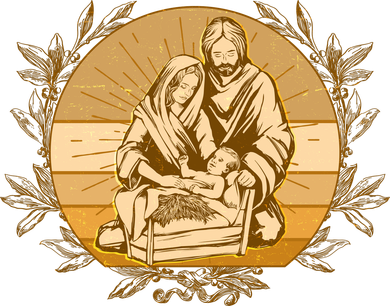 Vintage Christmas Nativity Scene Button