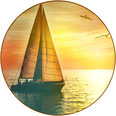 Vintage Ocean Sunset Sailboat Scene Mousepad