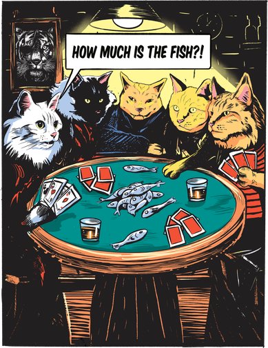 Vintage Poker Cats Coffee Mug