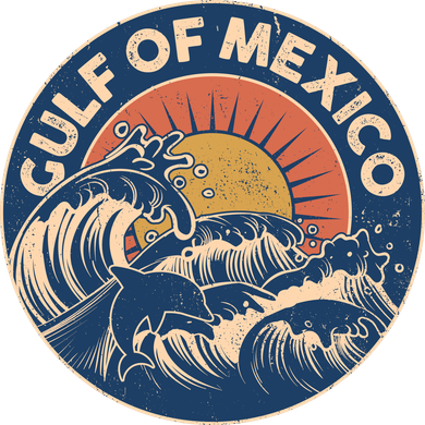 Vintage Retro Gulf of Mexico Emblem Golf Towel
